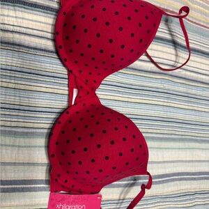Xhilaration Red Bra with Black Dots